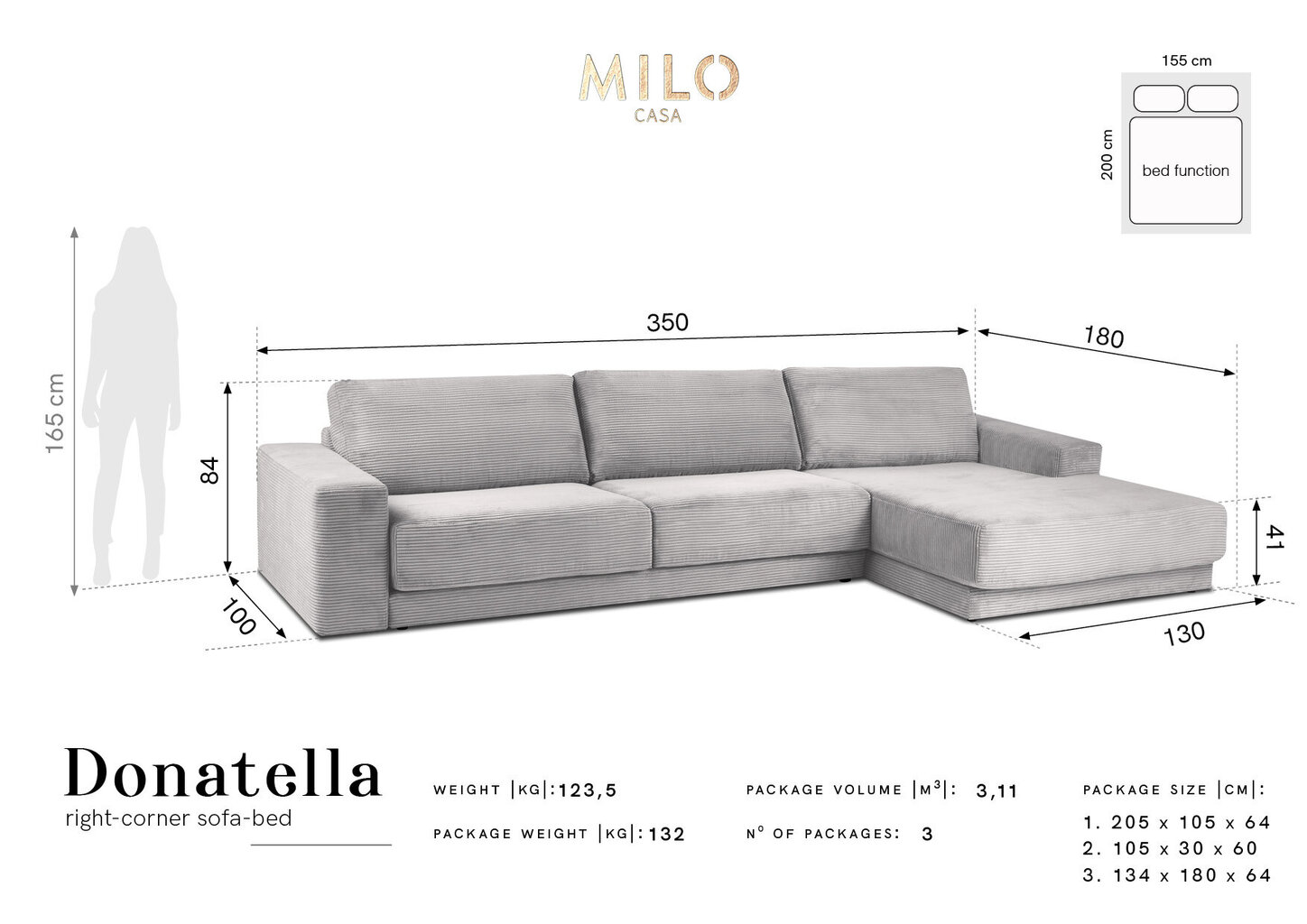 Stūra dīvāns Milo Casa Donatella, zils цена и информация | Stūra dīvāni | 220.lv
