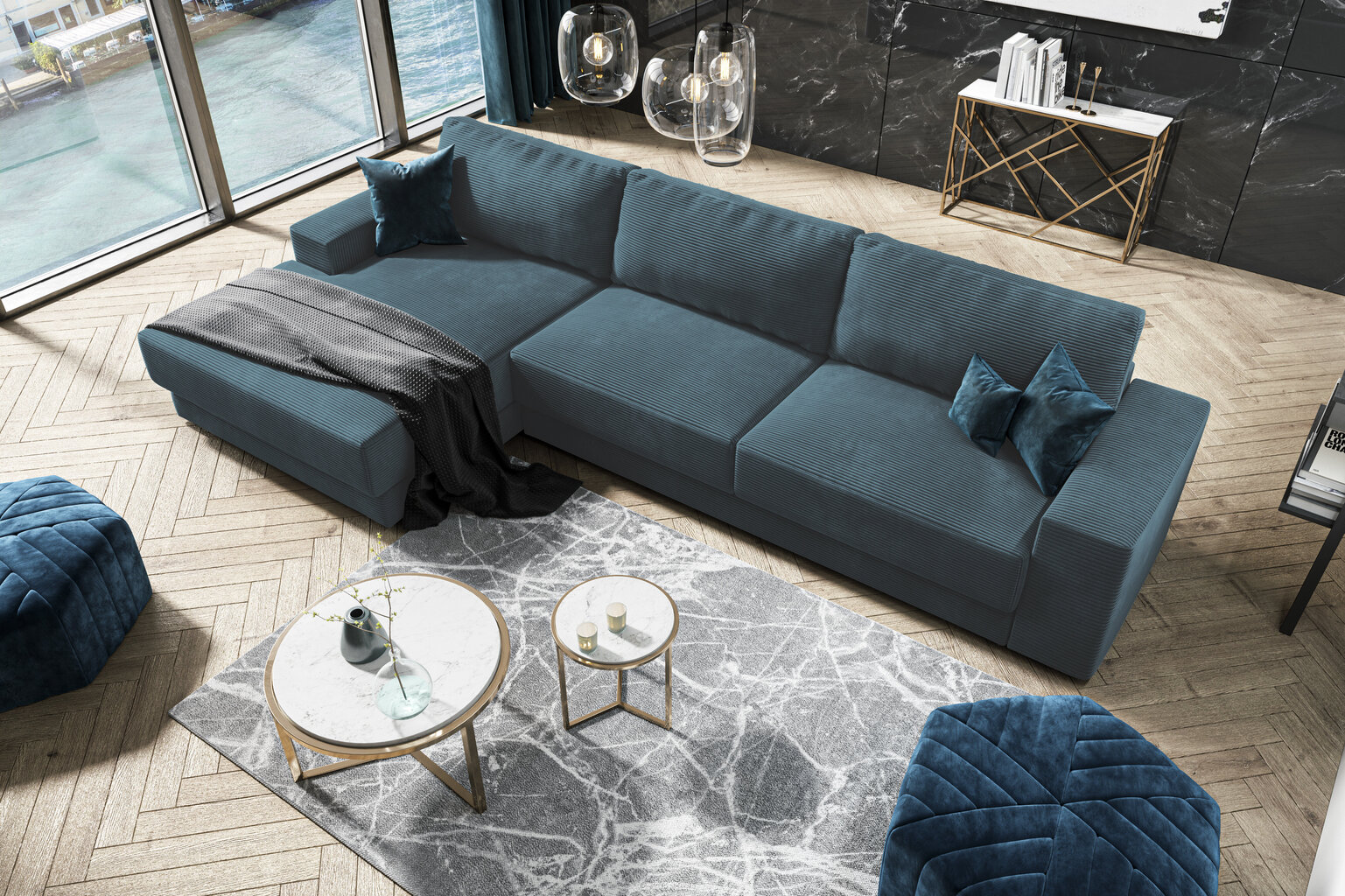 Stūra dīvāns Milo Casa Donatella, zils цена и информация | Stūra dīvāni | 220.lv