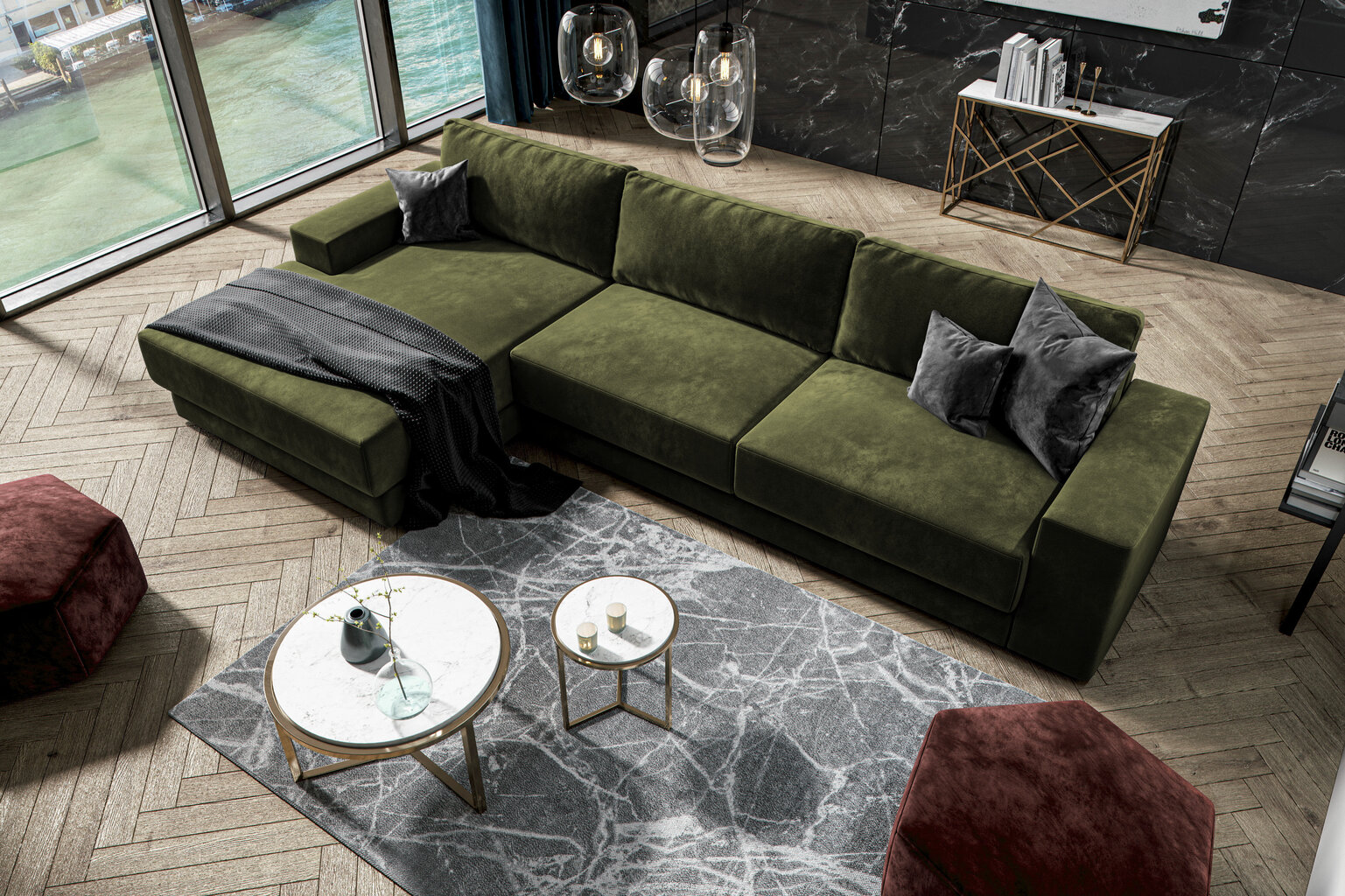 Stūra dīvāns Milo Casa Gaia, zaļš cena un informācija | Stūra dīvāni | 220.lv