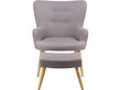 Krēsls ar kāju balstu Notio Living Chanel, gaiši pelēks cena un informācija | Atpūtas krēsli | 220.lv