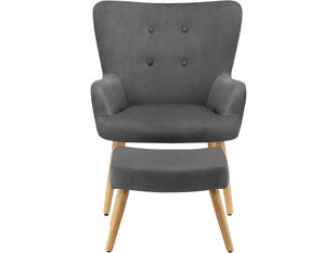Кресло с подножкой Notio Living Chanel, вельвет, серое цена и информация | Кресла в гостиную | 220.lv