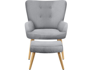 Krēsls ar kāju balstu Notio Living Chanel, plīšs, gaiši pelēks cena un informācija | Atpūtas krēsli | 220.lv