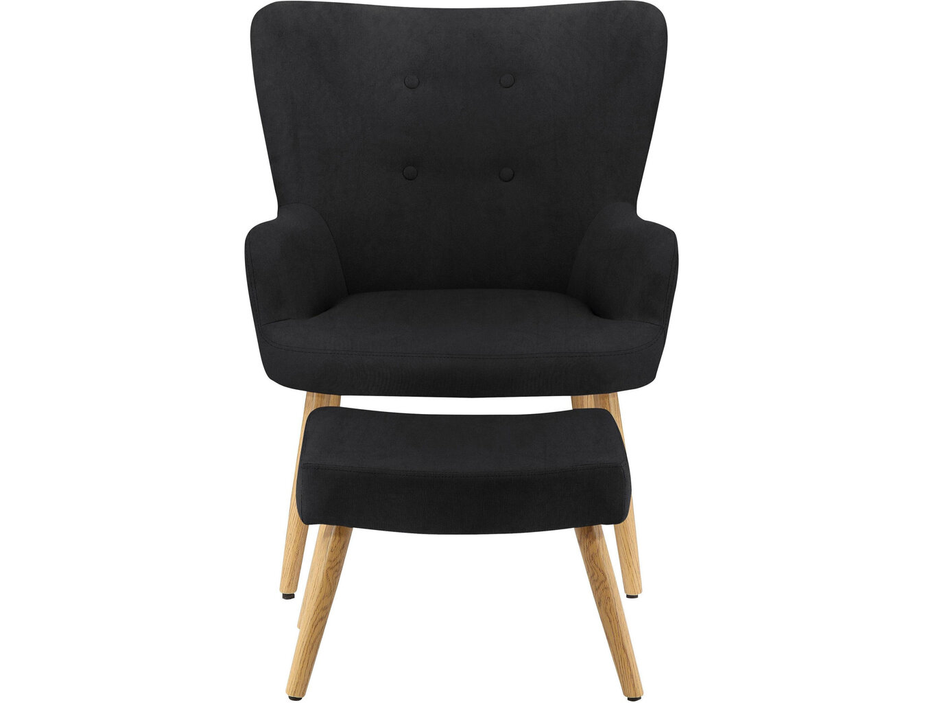 Krēsls ar kāju balstu Notio Living Chanel, melns cena un informācija | Atpūtas krēsli | 220.lv