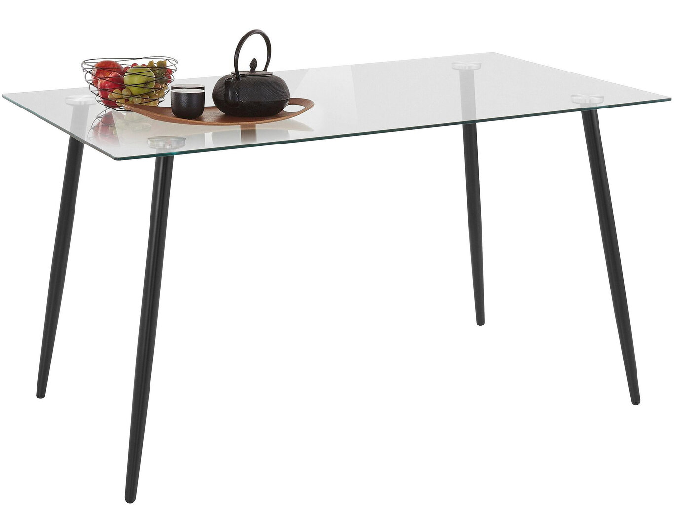 Pusdienu galds Notio Living Darius 140, caurspīdīgs/melns cena un informācija | Virtuves galdi, ēdamgaldi | 220.lv