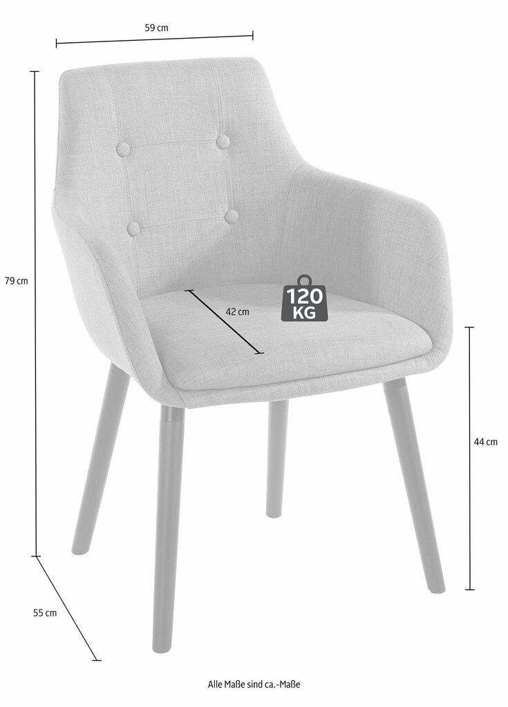 2-u krēslu komplekts Notio Living Buckley, gaiši pelēks cena un informācija | Virtuves un ēdamistabas krēsli | 220.lv