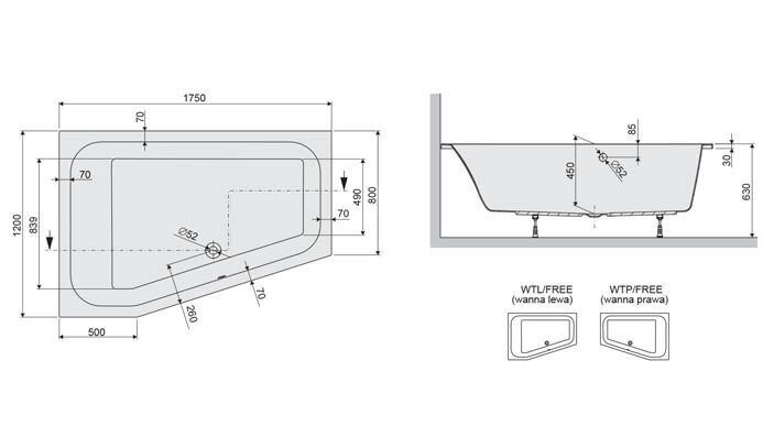 Vanna Sanplast FreeLine WTL/FREE, 120cm cena un informācija | Vannas | 220.lv