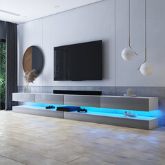 TV galdiņš Selsey Hylia Double, balts/pelēks ar LED apgaismojumu cena un informācija | TV galdiņi | 220.lv