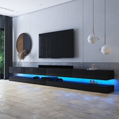 TV galdiņš Selsey Hylia Double, melns ar LED apgaismojumu cena un informācija | TV galdiņi | 220.lv