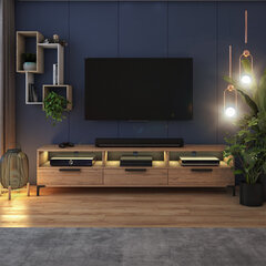 ТВ столик Selsey Rikke со светодиодным освещением, коричневый цена и информация | Тумбы под телевизор | 220.lv