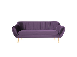 Trīsvietīgs samta dīvāns Mazzini Sofas Benito, violets/brūns cena un informācija | Dīvāni | 220.lv