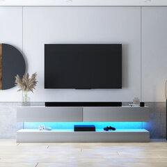 TV galdiņš Selsey Hylia, balts/pelēks ar LED apgaismojumu cena un informācija | TV galdiņi | 220.lv