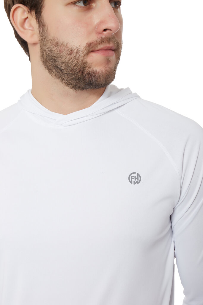 Sporta krekls ar garām piedurknēm Mark Hoodie FHM, balts цена и информация | Sporta apģērbs vīriešiem | 220.lv