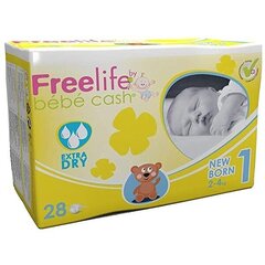 Autiņbiksītes Freelife Bebecash NewBorn, 1 izmērs, 2-4 kg, 28 gab. цена и информация | Подгузники | 220.lv