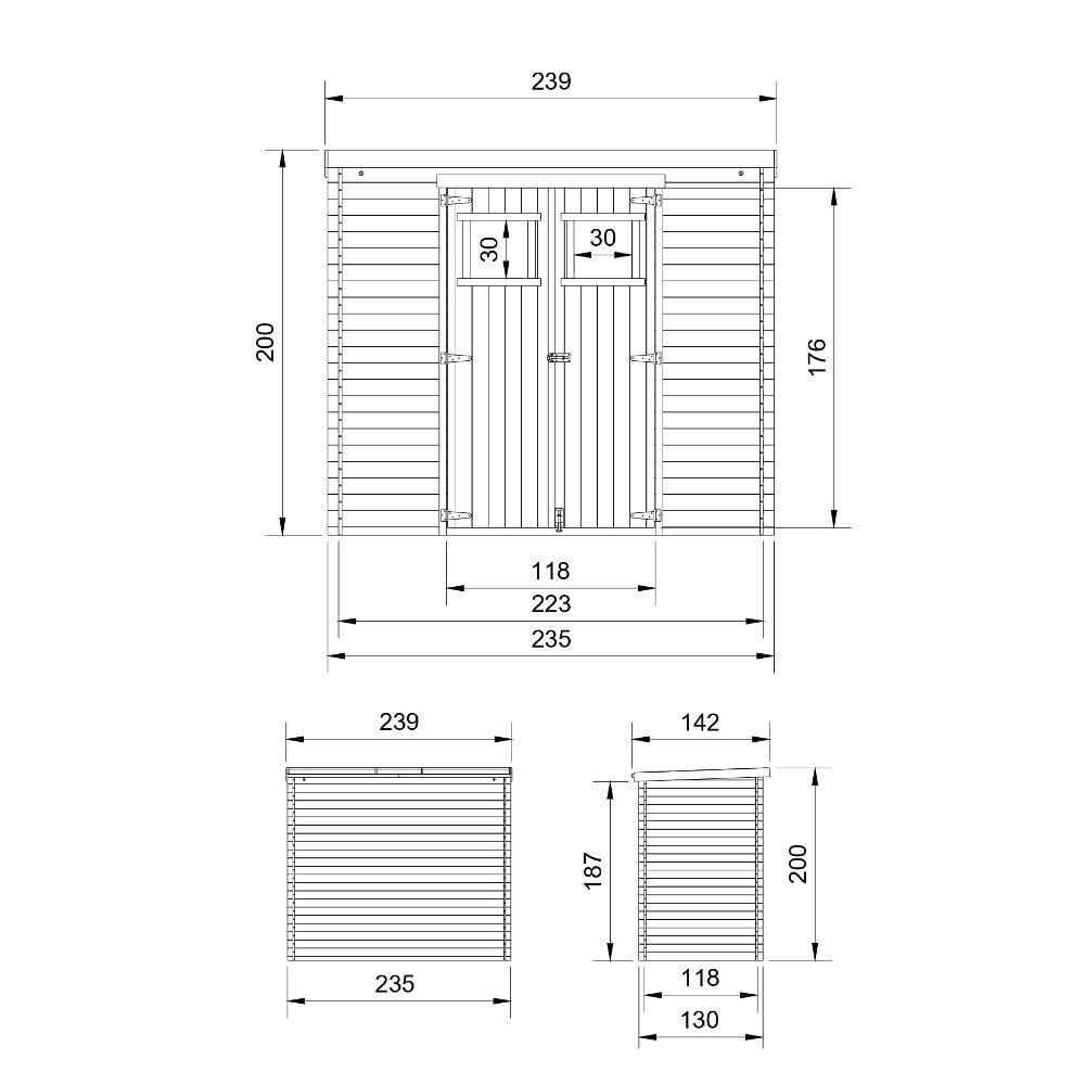 Koka dārza mājiņa ar grīdu Timbela M310 - A200 x 239 x 142 cm, brūna cena un informācija | Dārza mājiņas, šķūņi, malkas nojumes | 220.lv