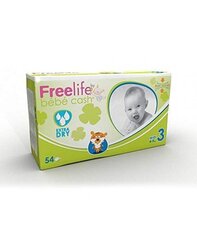 Autiņbiksītes Freelife Bebecash Midi, 3 izmērs, 4-9 kg, 54 gab. cena un informācija | Autiņbiksītes | 220.lv