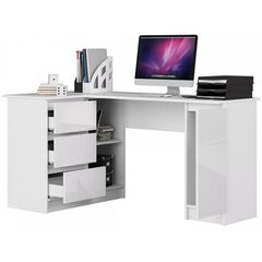 Письменный стол NORE B20, левый вариант, белый глянцевый цена и информация | Компьютерные, письменные столы | 220.lv