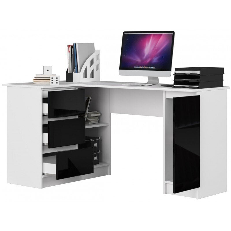 Rakstāmgalds NORE B20, kreisās puses, balts/melns cena un informācija | Datorgaldi, rakstāmgaldi, biroja galdi | 220.lv