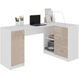 Письменный стол NORE B20, правый вариант, белый/коричневый