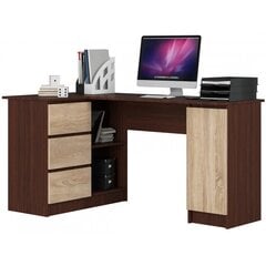 Письменный стол NORE B20, левый вариант, темно-коричневый/цвета дуба цена и информация | Компьютерные, письменные столы | 220.lv