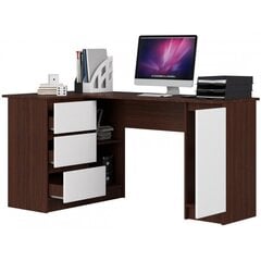 Письменный стол NORE B20, левый вариант, темно-коричневый/белый цена и информация | Компьютерные, письменные столы | 220.lv