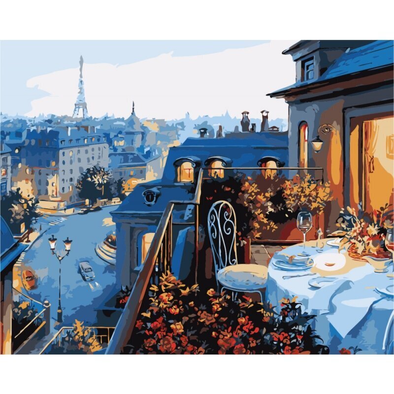 Gleznošanas komplekts - Vakars Parīzē, 40x50 cena un informācija | Gleznas pēc numuriem | 220.lv