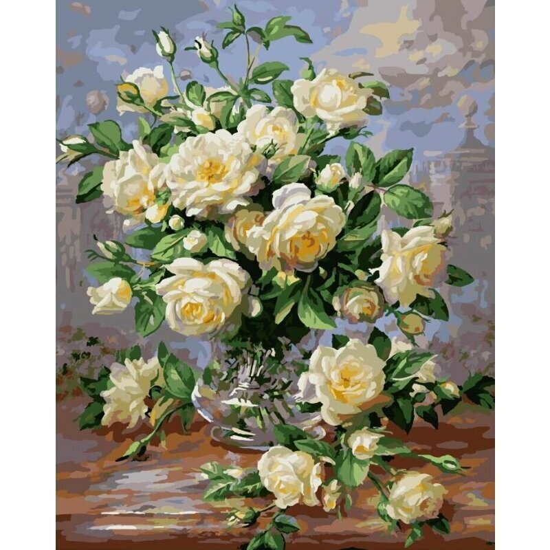 Gleznošanas komplekts - Tējas rozes, 40x50 cena un informācija | Gleznas pēc numuriem | 220.lv