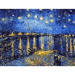 Gleznošanas komplekts - Zvaigžņotā nakts virs Ronas, 40x50 cena un informācija | Gleznas pēc numuriem | 220.lv
