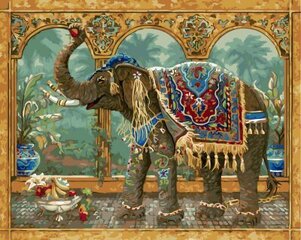 Gleznošanas komplekts - Indijas zilonis, 40x50 cena un informācija | Gleznas pēc numuriem | 220.lv