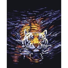 Gleznošanas komplekts - Peldošais tīģeris, 40x50 cena un informācija | Gleznas pēc numuriem | 220.lv