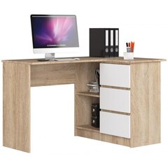 Письменный стол NORE B16, правый вариант, цвета дуба/белый цена и информация | Компьютерные, письменные столы | 220.lv