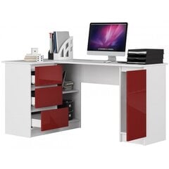 Письменный стол NORE B20, левый вариант, белый/красный цена и информация | Компьютерные, письменные столы | 220.lv