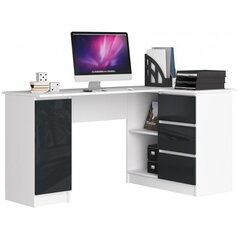 Письменный стол NORE B20, правый вариант, белый/черный цена и информация | Компьютерные, письменные столы | 220.lv