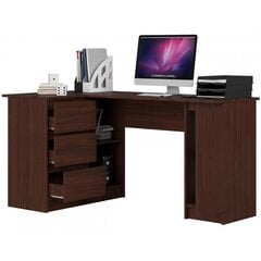 Письменный стол NORE B20, левый вариант, темно-коричневый цена и информация | Компьютерные, письменные столы | 220.lv