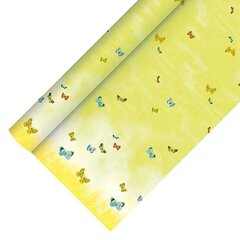 Papillons papīra galdauts 5x1,2m, dzeltens ar taureņiem 0.303 kg, PapStar цена и информация | Праздничная одноразовая посуда | 220.lv