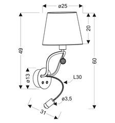 Candellux sienas lampa Apeti Saria cena un informācija | Sienas lampas | 220.lv