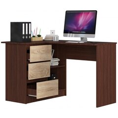 Письменный стол NORE B16, левый вариант, коричневый/цвета дуба цена и информация | Компьютерные, письменные столы | 220.lv