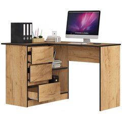 Письменный стол NORE B16, левый вариант, цвета дуба/черный цена и информация | Компьютерные, письменные столы | 220.lv