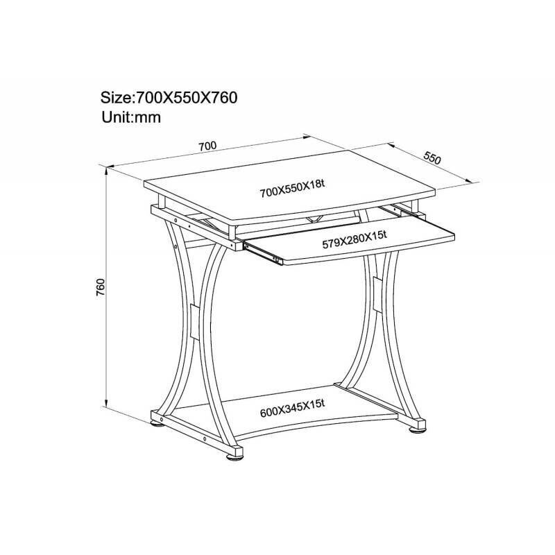 Biurko Techly Techly Biurko komputerowe Compact 700x550 z półką na klawiaturę czarny grafit cena un informācija | Datorgaldi, rakstāmgaldi, biroja galdi | 220.lv