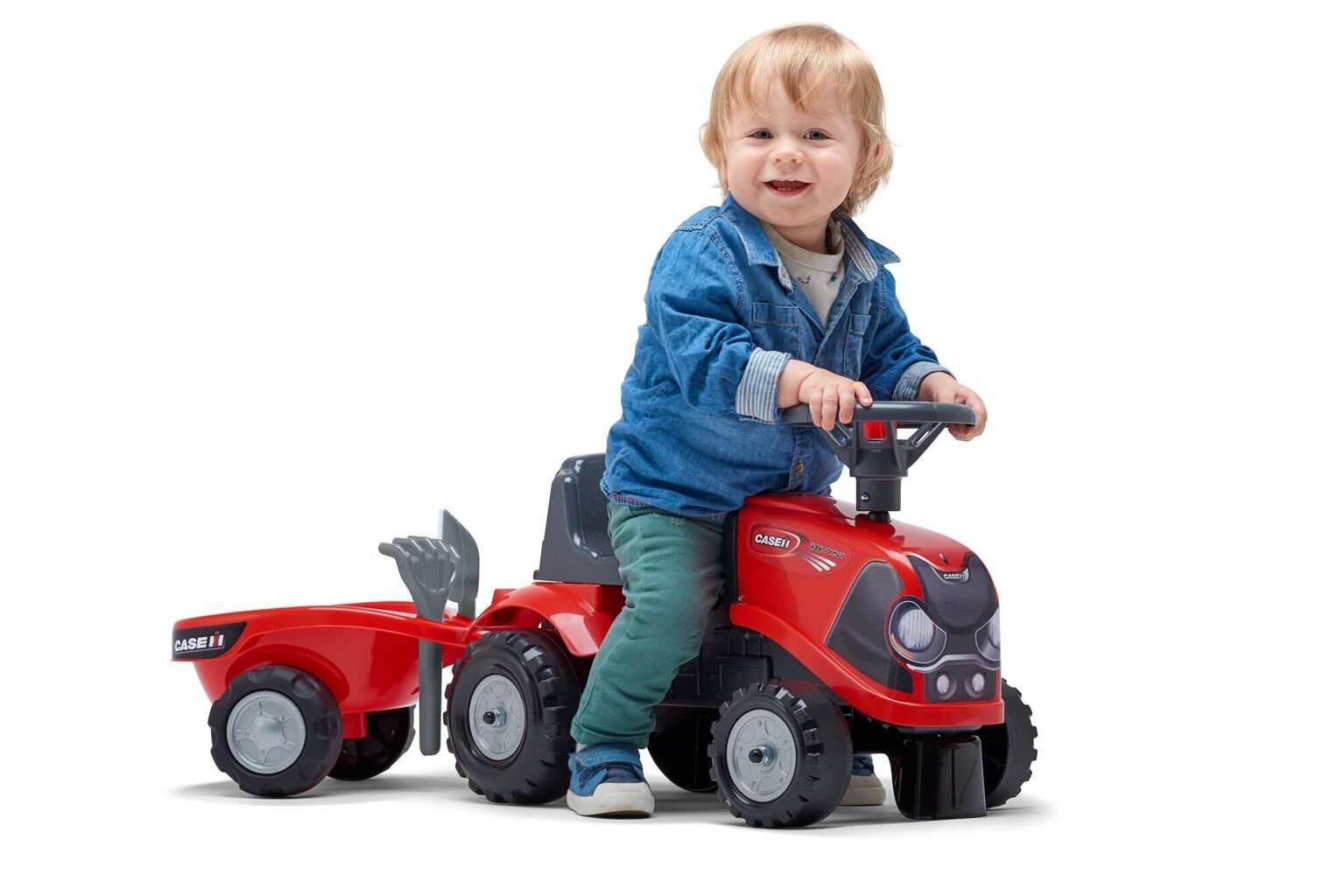 Stumjamais traktors ar ķerru un smilšu rotaļlietām Falk Baby Case IH 238C cena un informācija | Rotaļlietas zīdaiņiem | 220.lv