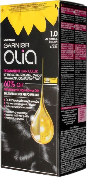 Eļļas bāzes ilgnoturīga matu krāsa bez amonjaka Garnier Olia 1.0 Deep Black  cena | 220.lv