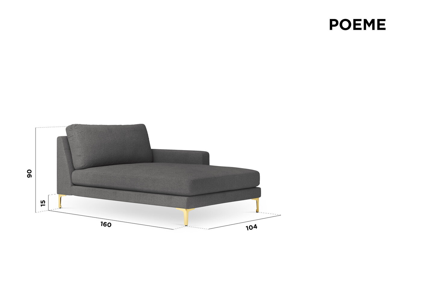 Kušete Kooko Home Poeme, tumši pelēka/zeltainas krāsas cena un informācija | Dīvāni | 220.lv