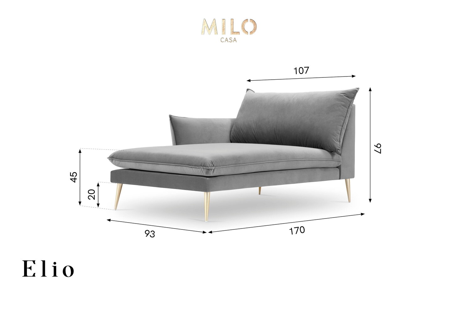 Kušete Milo Casa Elio, zilas/zeltainas krāsas cena un informācija | Dīvāni | 220.lv