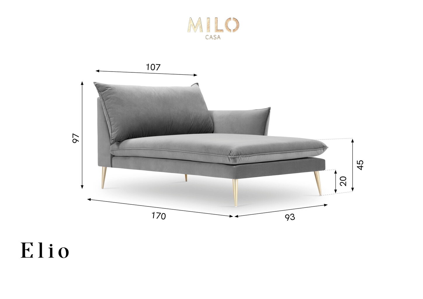 Kušete Milo Casa Elio, gaiši pelēkas/zeltainas krāsas цена и информация | Dīvāni | 220.lv