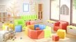 6-u pufu komplekts Wood Garden Smiley Seat Girl Premium, oranžs cena un informācija | Sēžammaisi, klubkrēsli, pufi bērniem | 220.lv