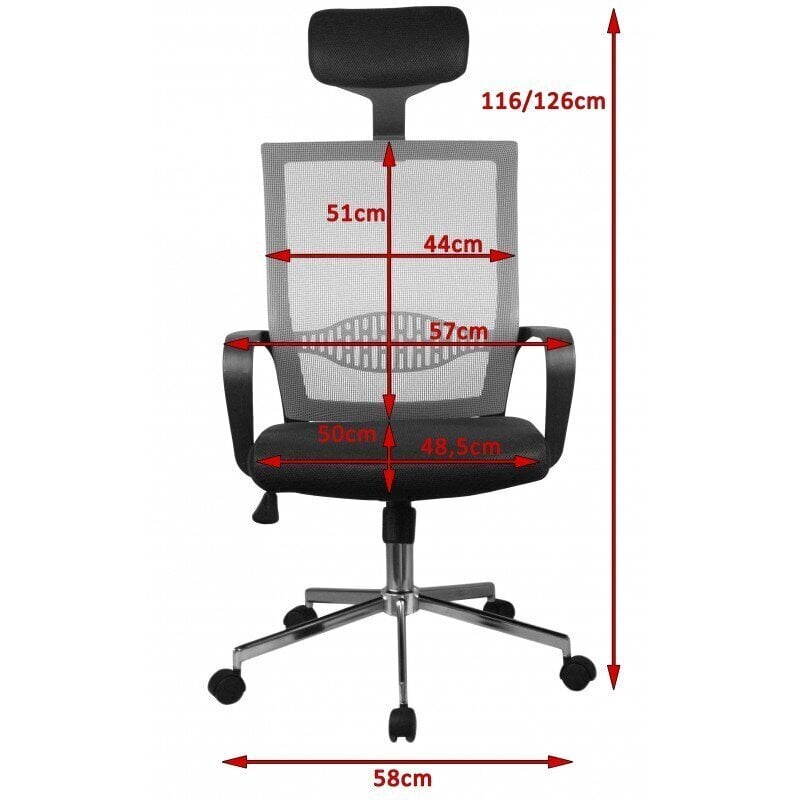 Biroja krēsls Nore OCF-9, pelēks цена и информация | Biroja krēsli | 220.lv