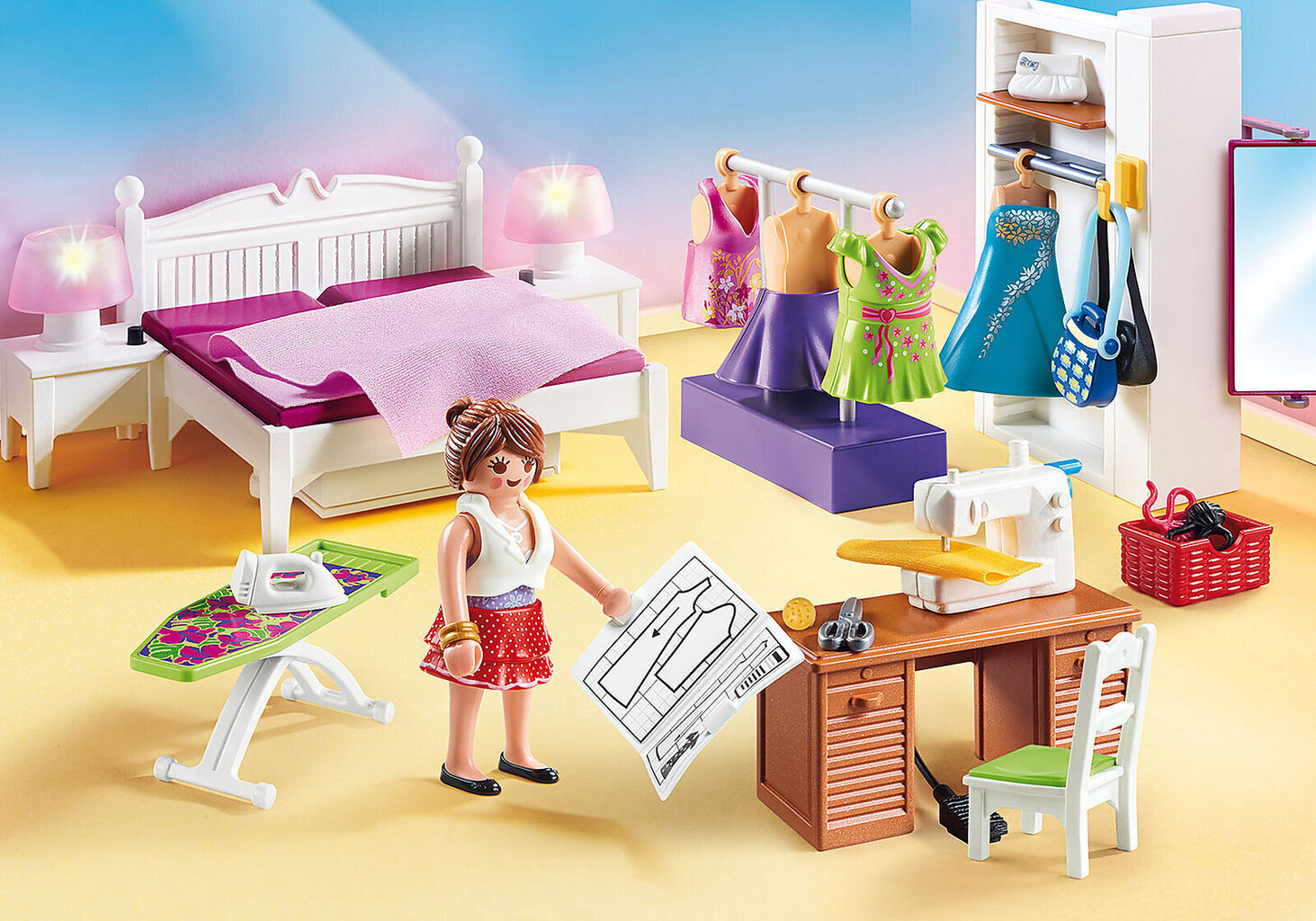 70208 PLAYMOBIL® Dollhouse, Guļamistaba ar šūšanas stūrīti cena un informācija | Konstruktori | 220.lv