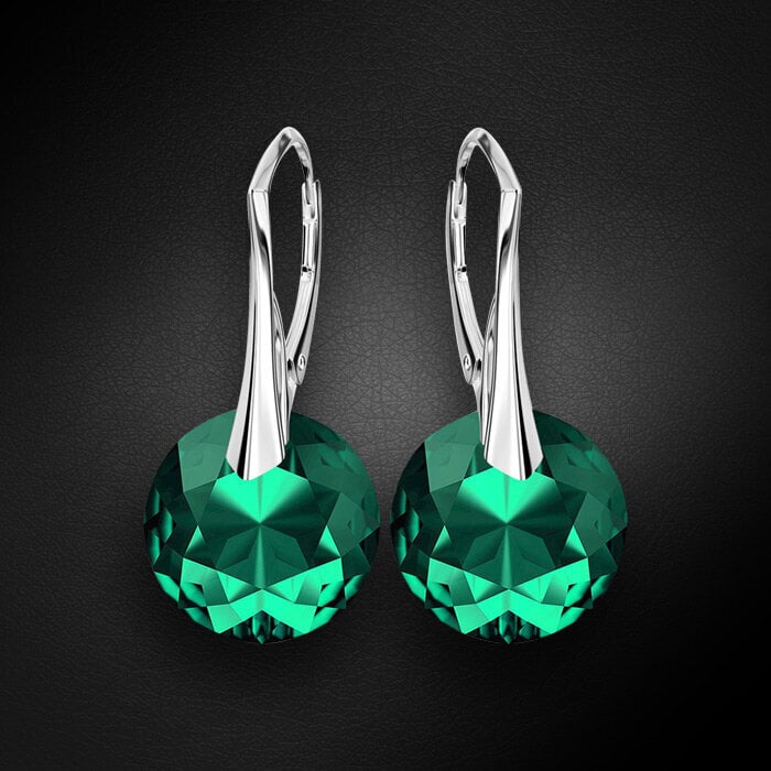 Sudraba auskari "Marianna (Emerald)" ar Swarovski™ kristāliem cena un informācija | Auskari | 220.lv