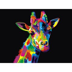 Gleznošanas komplekts - Krāsaina žirafe, 30x40 cena un informācija | Gleznas pēc numuriem | 220.lv