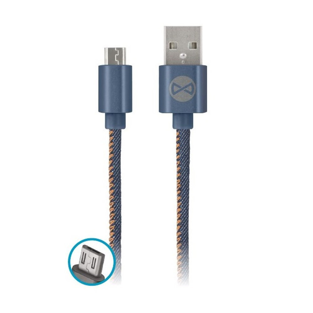 Forever micro USB cable jeans, 1m 2A цена и информация | Savienotājkabeļi | 220.lv