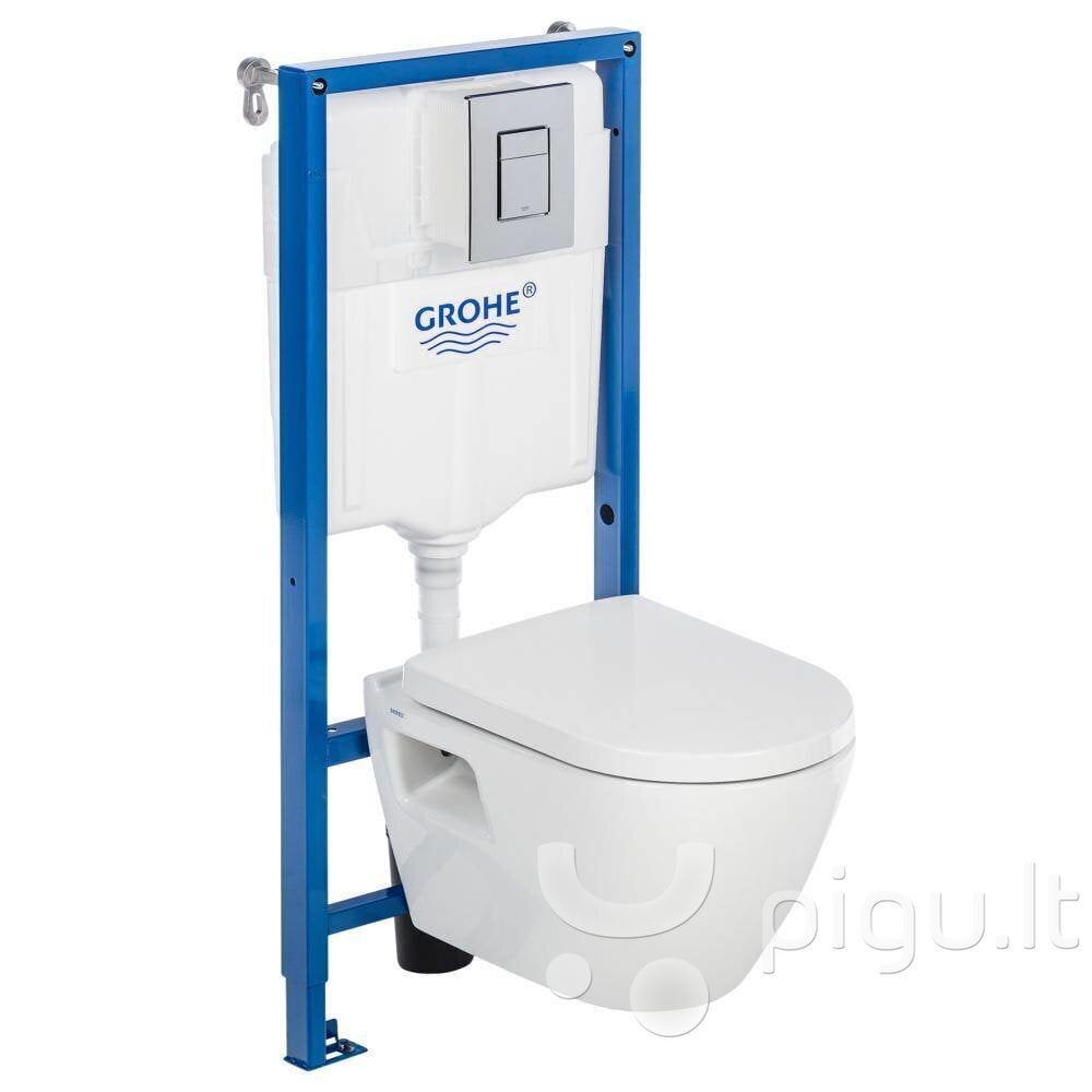WC komplekts Grohe Serel 5in1: WC slēptais rāmis + tualetes pods + poga + lēni nolaižams vāks + fresh smaržas konteineris + skaņu izolējoša blīve, 39468000 цена и информация | Tualetes podi | 220.lv
